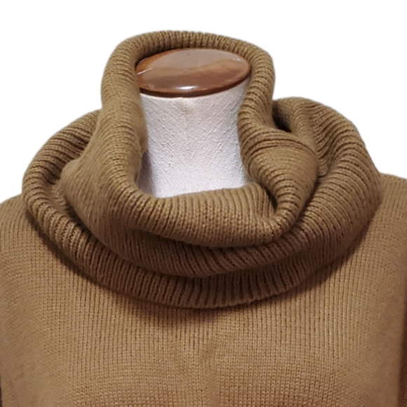 H&M Cozy Cowl Neck Oversized Sweater Knit Poncho Brown S-M-L - Picture 3 of 7